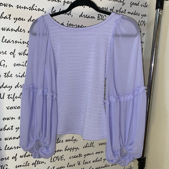 BALLOON-SLEEVE SMOCKED TOP - Picture 4 of 8